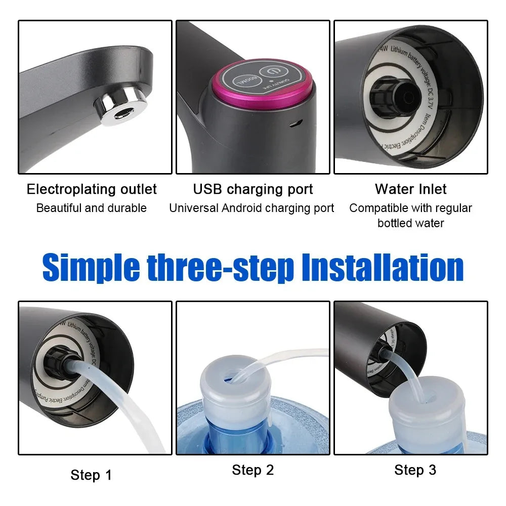 UNTIOR Button Dispense Automatic  Gallon Bottle Drinking Switch Touch Control Electric Water Pump Button Dispenser USB Charging